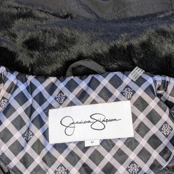 Faux Fur Black Quilted Winter Coat with Detachable Hood NWT - Picture 9 of 11